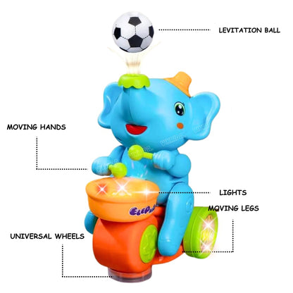 Cute Elephant Musician Toy with Levitation Ball on Nose Along with Dazzling Light Drum Sound Music