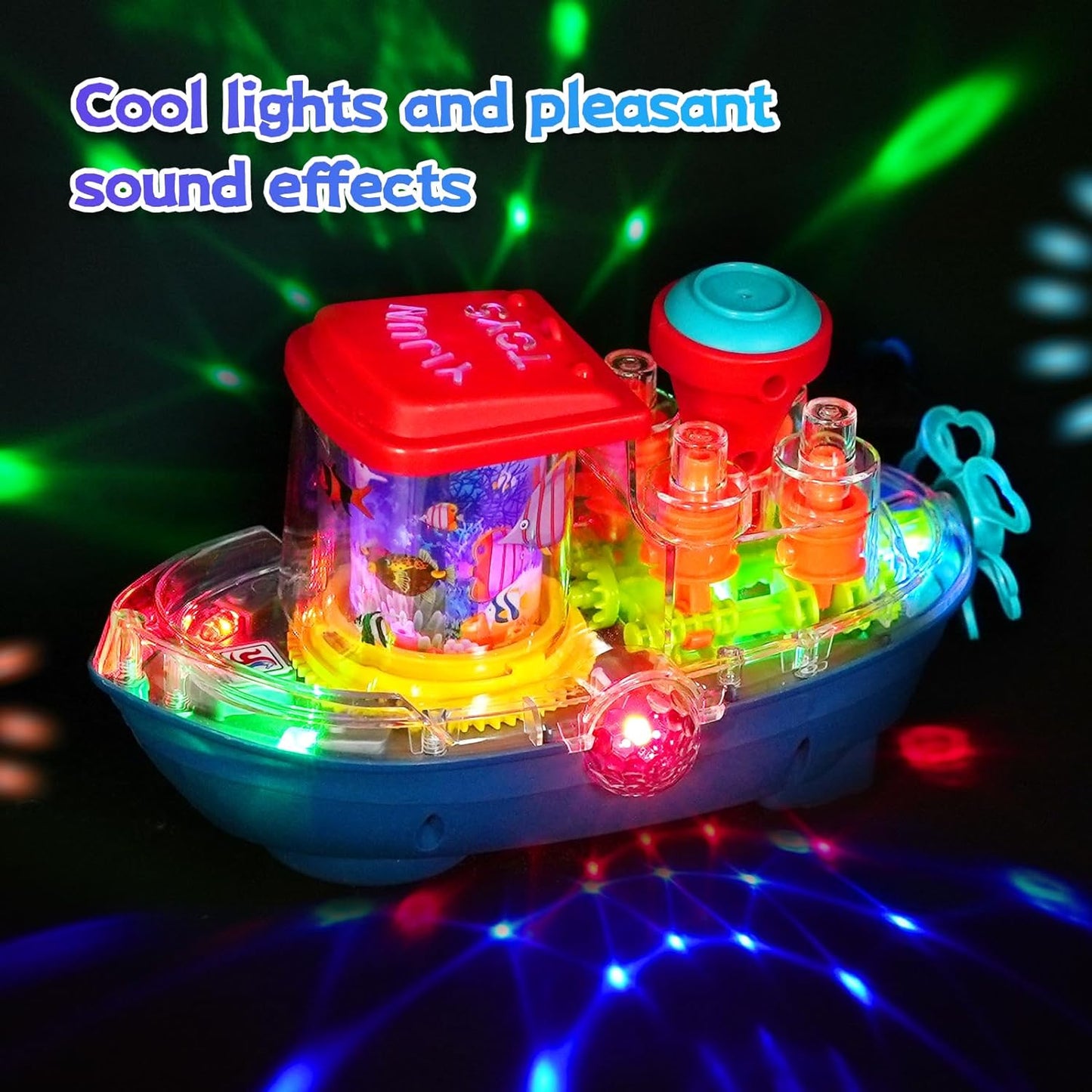 SWTOIPIG Baby Toys, Transparent Ship Toy with Light and Music, Electric Mechanical Gear Toy for Boys Girls Toddlers Gifts for 1 2 3 Year Old